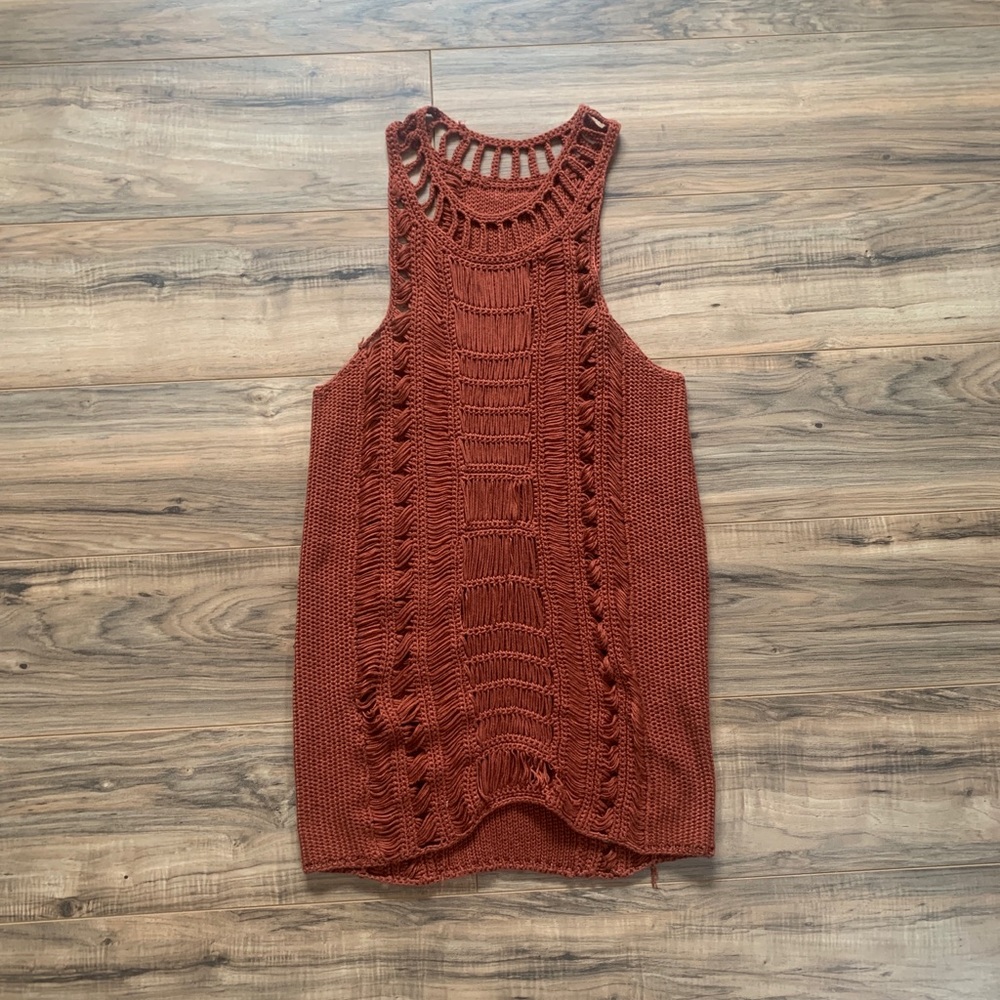 Brown Knit Long Sleevless Size Large